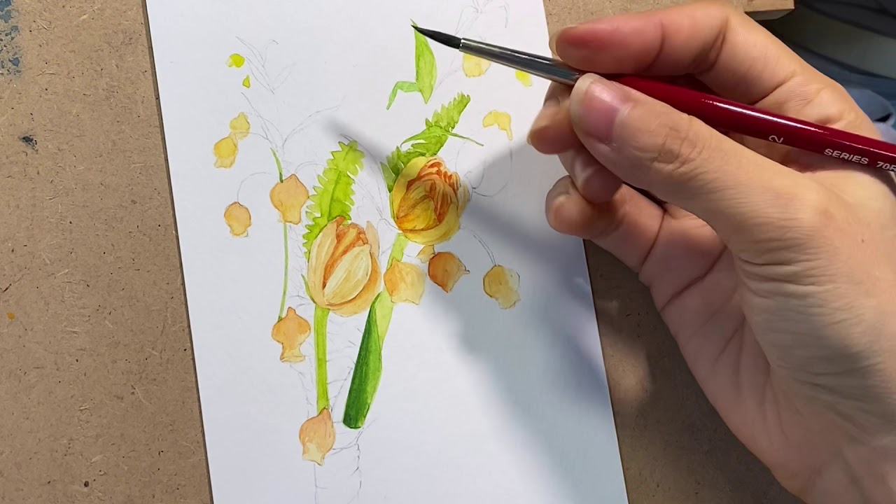 노란꽃다발 수채화 [ watercolor illustration speedpainting 수채화일러스트 IMDY임디