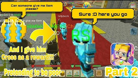 Part 2 pretending to be poor in mining area and giving them rewards skyblock blockman go