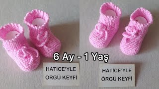 Dilay Bebek Patik Yapımı 6 Ay 1 Yaş Kolay Basit Kullanış 2 Şiş Örgü Kız Erkek Çocuk Çorap Bot Tarifi