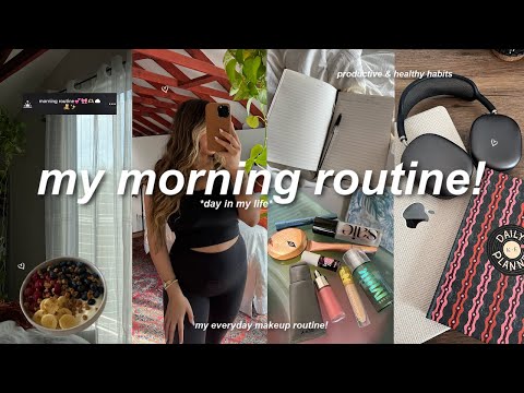 my productive morning routine! 🧸everyday makeup routine, healthy habits, relaxing day in my life! thumbnail