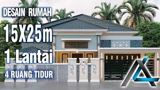 DESAIN RUMAH 15 x 25  meter I Kediri  – DESAIN RUMAH TROPIS MODERN