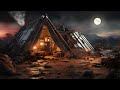 Rainy desert night in the shelter scifi postapocalyptic ambiance for sleep study relaxation