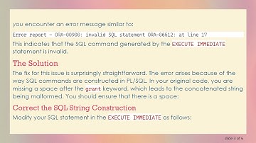 Resolving ORA-00900 Error When Using WITH ADMIN OPTION in EXECUTE IMMEDIATE