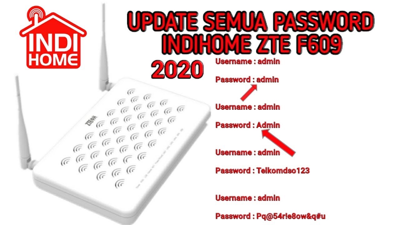 SEMUA PASSWORD INDIHOME ZTE F609 TERBARU 2020 - YouTube