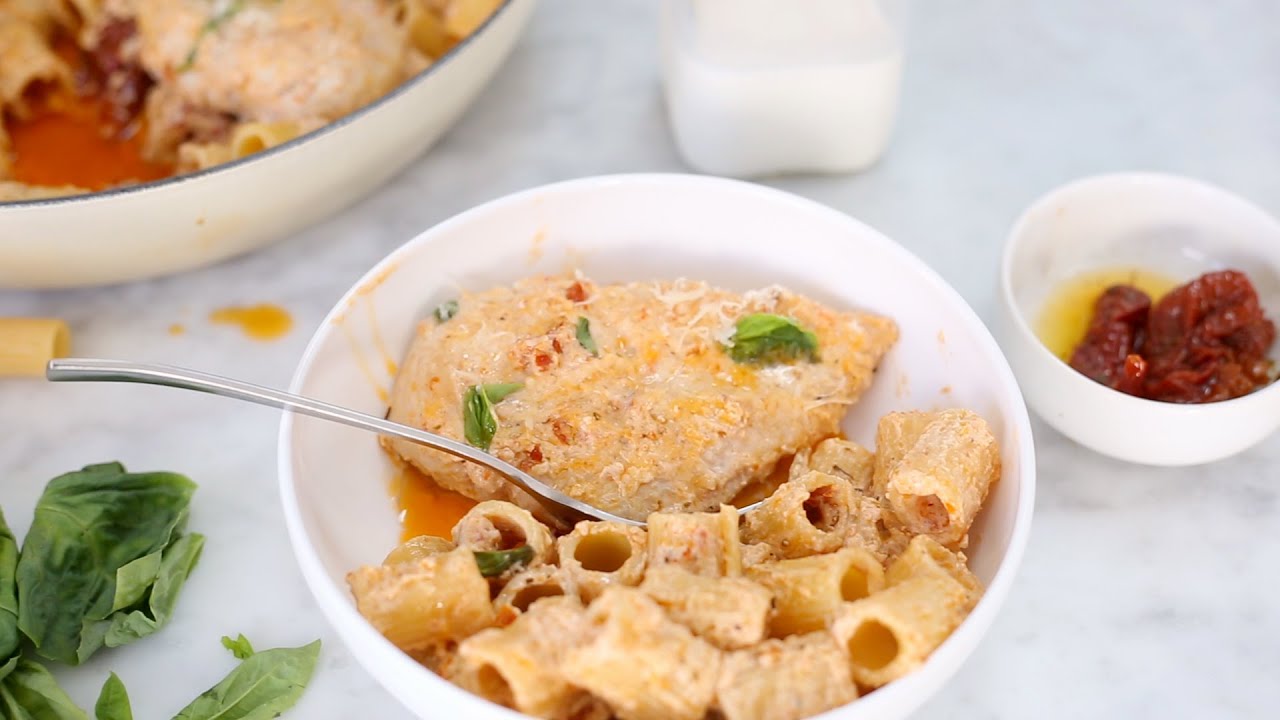 Recipe Creamy SunDried Tomato Chicken Skillet with Rigatoni YouTube