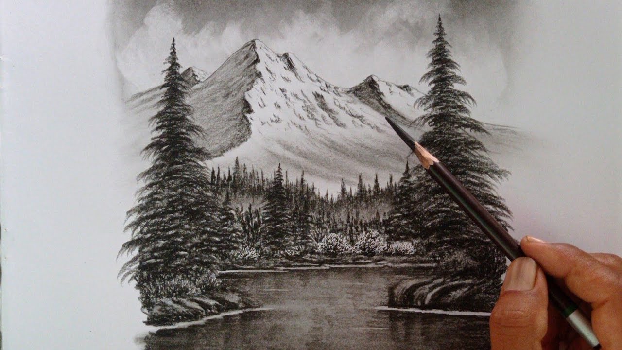 How to draw a landscape scenery by pencil // Drawing for beginners ...