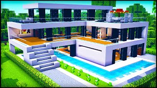 Minecraft Large Modern Mansion House - How To Build A Large Modern Mansion House Tutorial