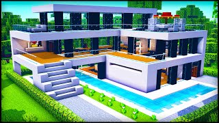 Minecraft: Large Modern Mansion House - How to build a Large Modern Mansion House (Tutorial)