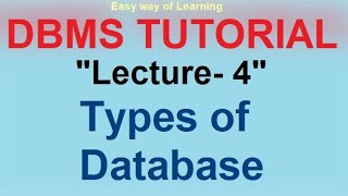 Different types of Database (Lecture- 4 DBMS Tutorial for beginners in हिंदी )