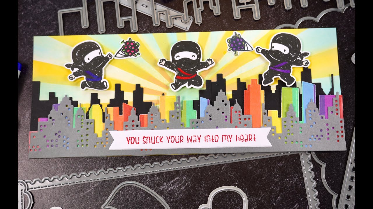 Mama Elephant Slim City with Tiny Ninjas Card