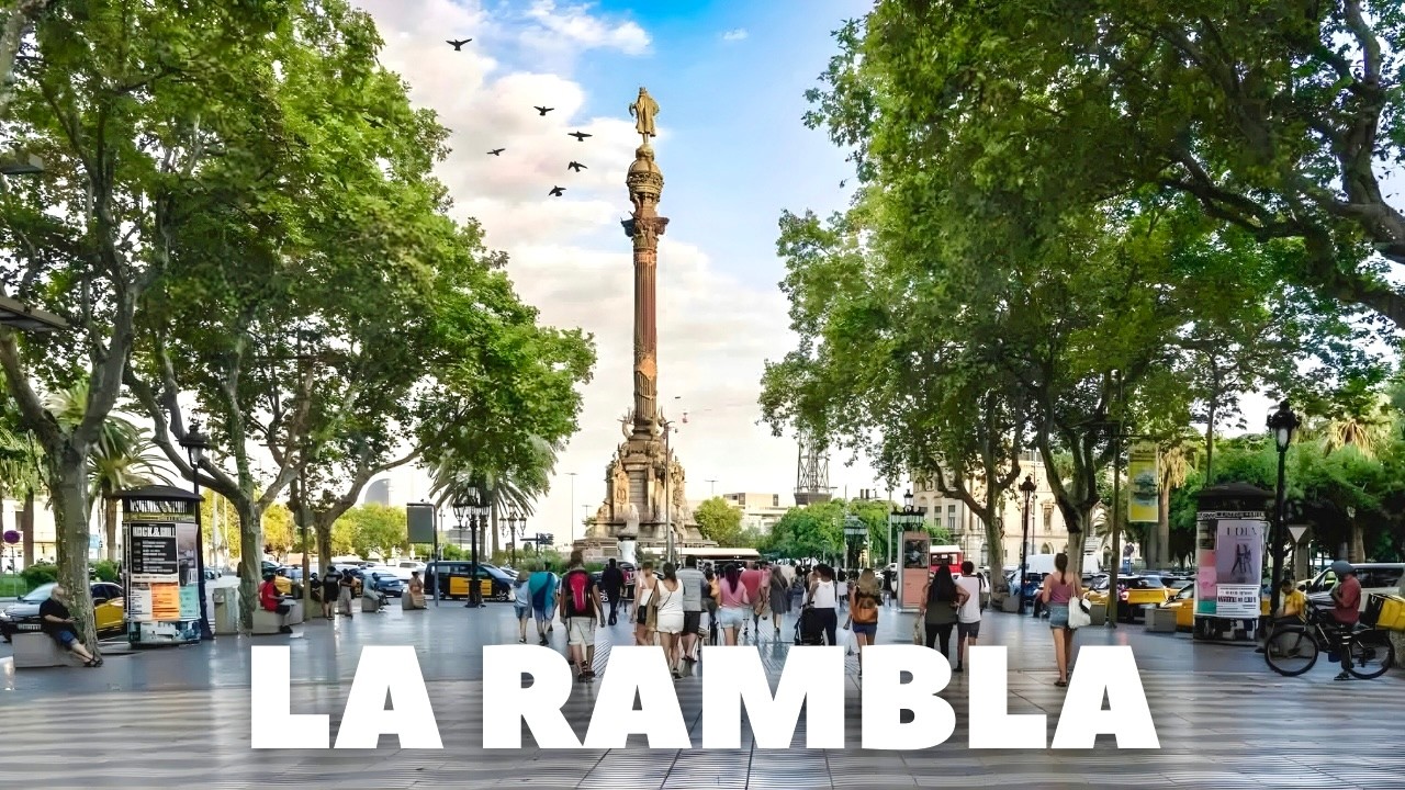 Summer Morning on LA RAMBLA - Walking Tour in Barcelona, Spain | 4K, 60fps