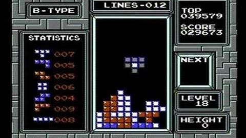 NES Tetris Level 18 Height Zero No Preview