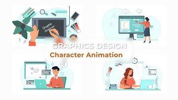 Flat Character Graphic Designer Scene | After Effects Templates | Stock Vector Video Animation