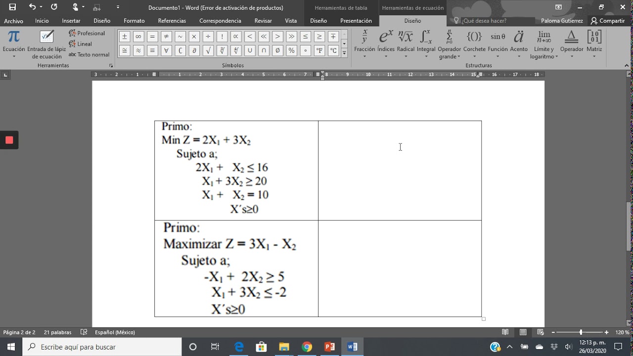 Como transformar un modelo primal en su dual