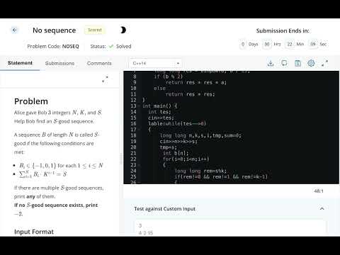 No sequence || Starters 72 #codechef #solution  codechef solution || 4th January 2023
