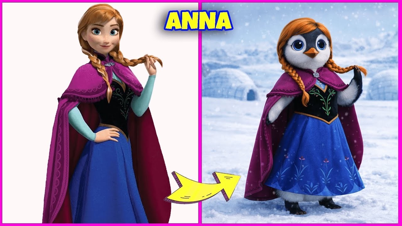 Frozen 1 & Frozen 2 Characters as Penguins + 🔊 Guess Frozen Characters by their Voice | Elsa, Anna