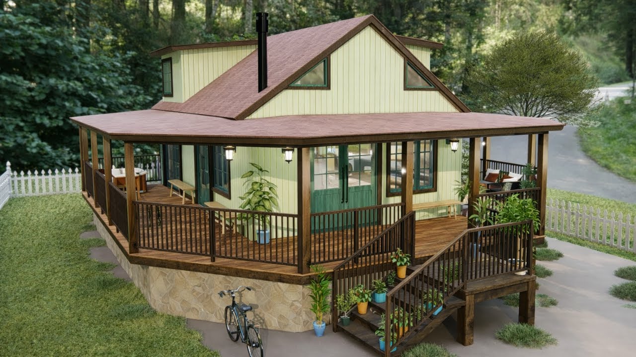 Двухэтажный коттедж 11х11 м — уютный современный дом для небольшой семьи.