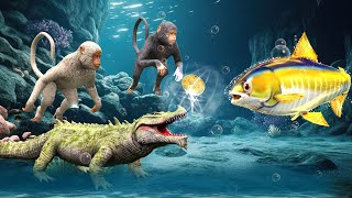 २ बंदर लालची मगरमच्छ और जादुई मछली 2 Monkeys Greedy Crocodile &amp; Fish Bandar Lalchi Magarmach Machli