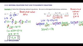 2.5.3 Rational Equations that Lead to Quadratic Equations