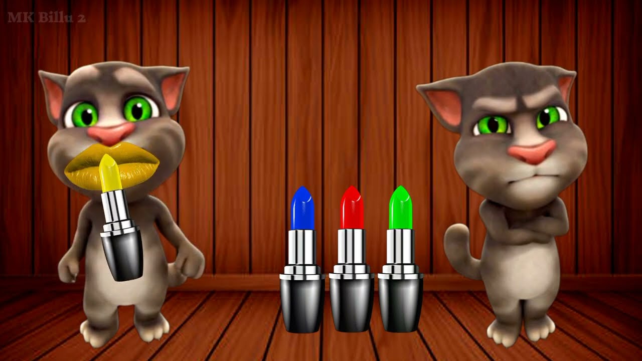 Talking Tom 4 Colourful Lipsticks Funny video | Funny cat makeup @MK Billu  @ak talking  Part - 32