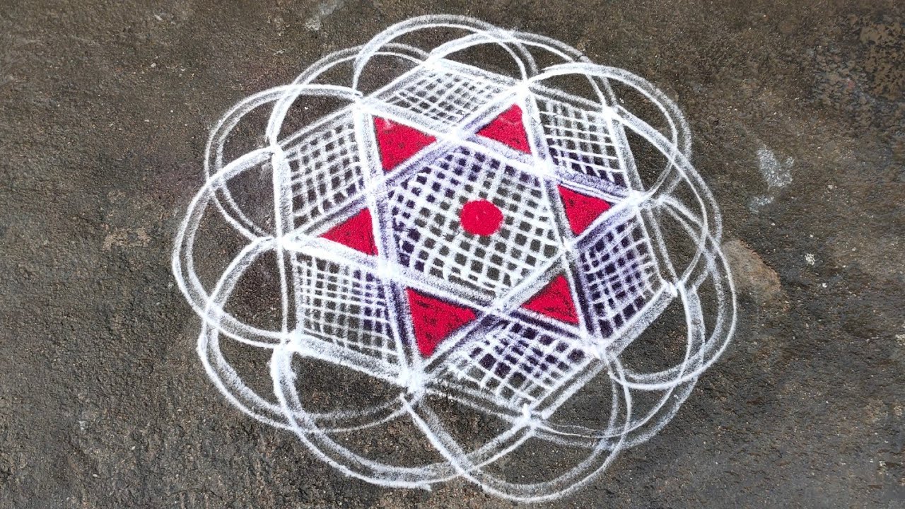 Double line rangoli design//simple muggulu//easy kolam - YouTube