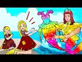 Paper Dolls Dress Up - Rainbow Rapunzel Mermaid Skirt Kind Dress - Barbie Story & Crafts