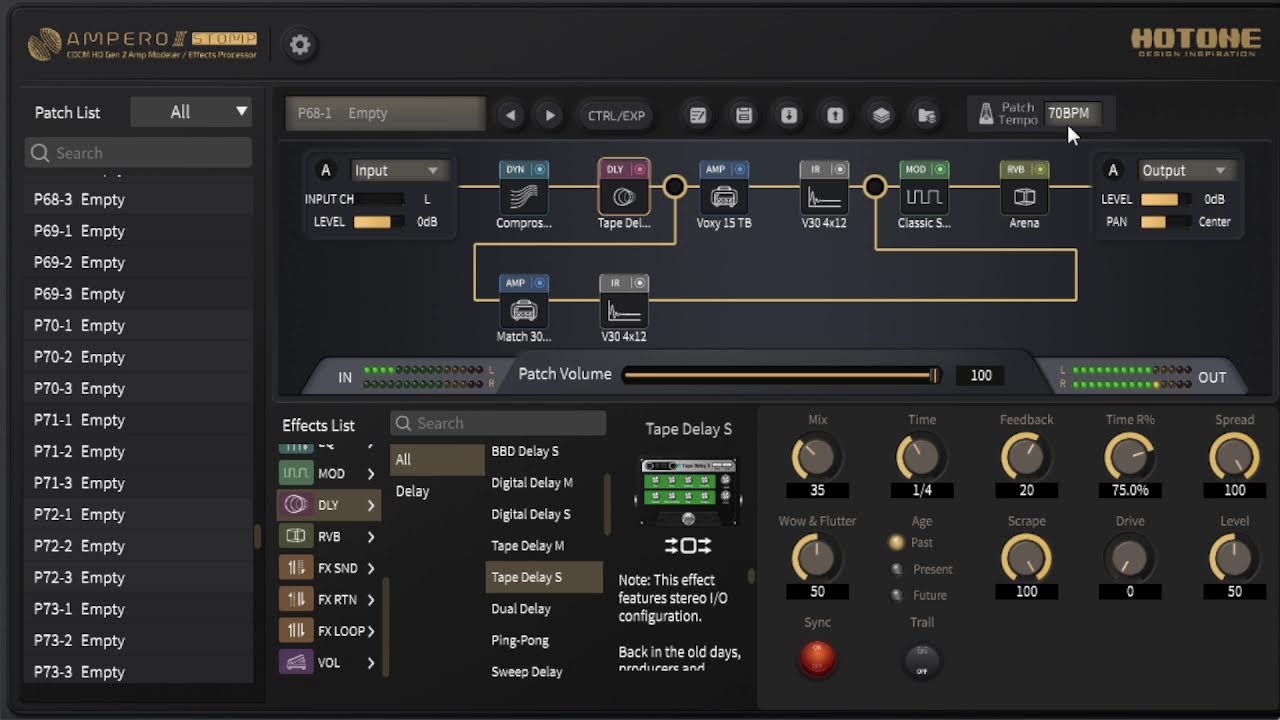 Config Dual Amp Ampero Stomp II