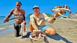 A Crazy Dude with a Huge Knife and Giant *Mud Crabs* on a Remote Caribbean Island (Catch & Cook)