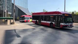 TTC NovaBus LFS HEV #3629/ TTC NFI XE40 #3723 Entering Sheppard-Yonge Subway Station