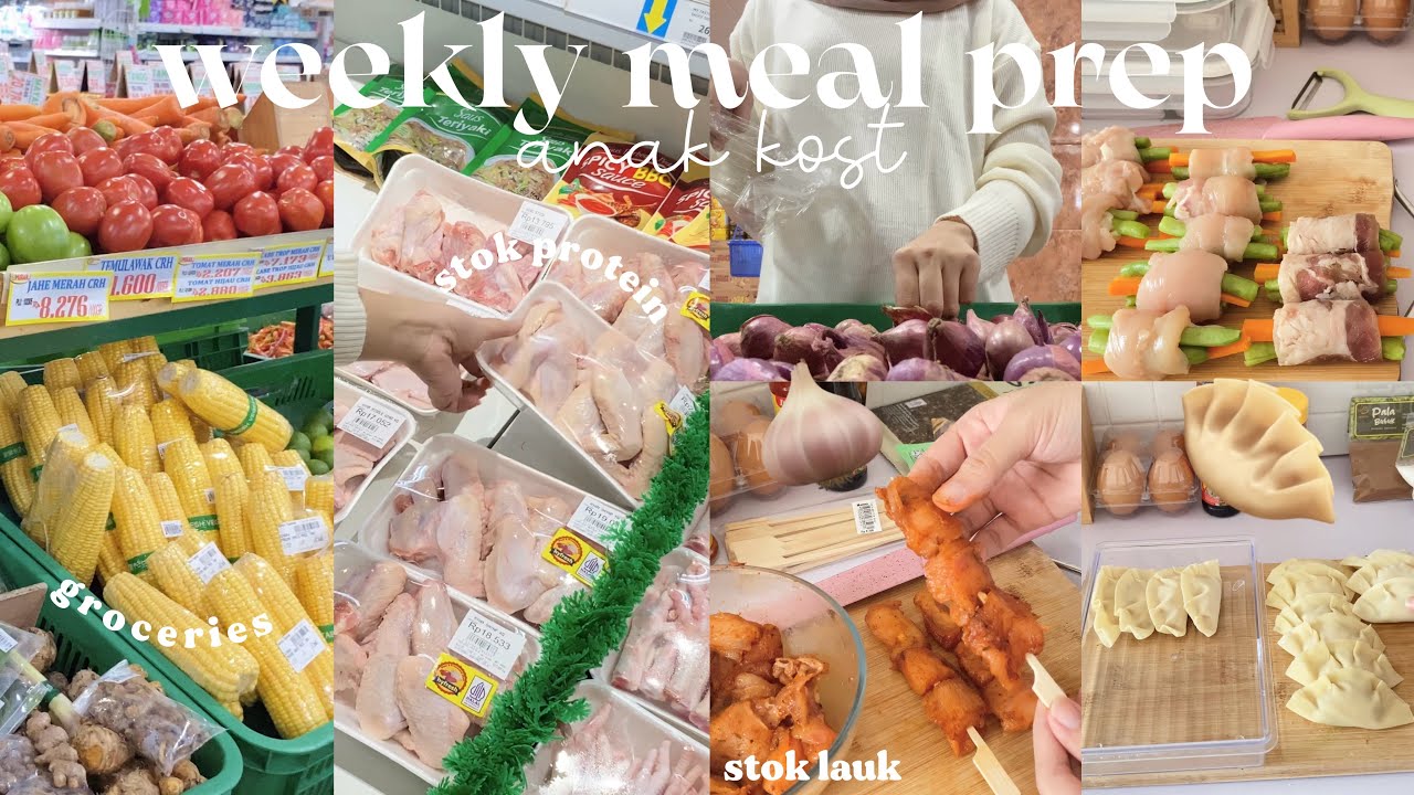 A DAY IN MY LIFE ANAK KOST : grocery shopping anak kost & weekly meal prep | stok lauk 🥓🍗