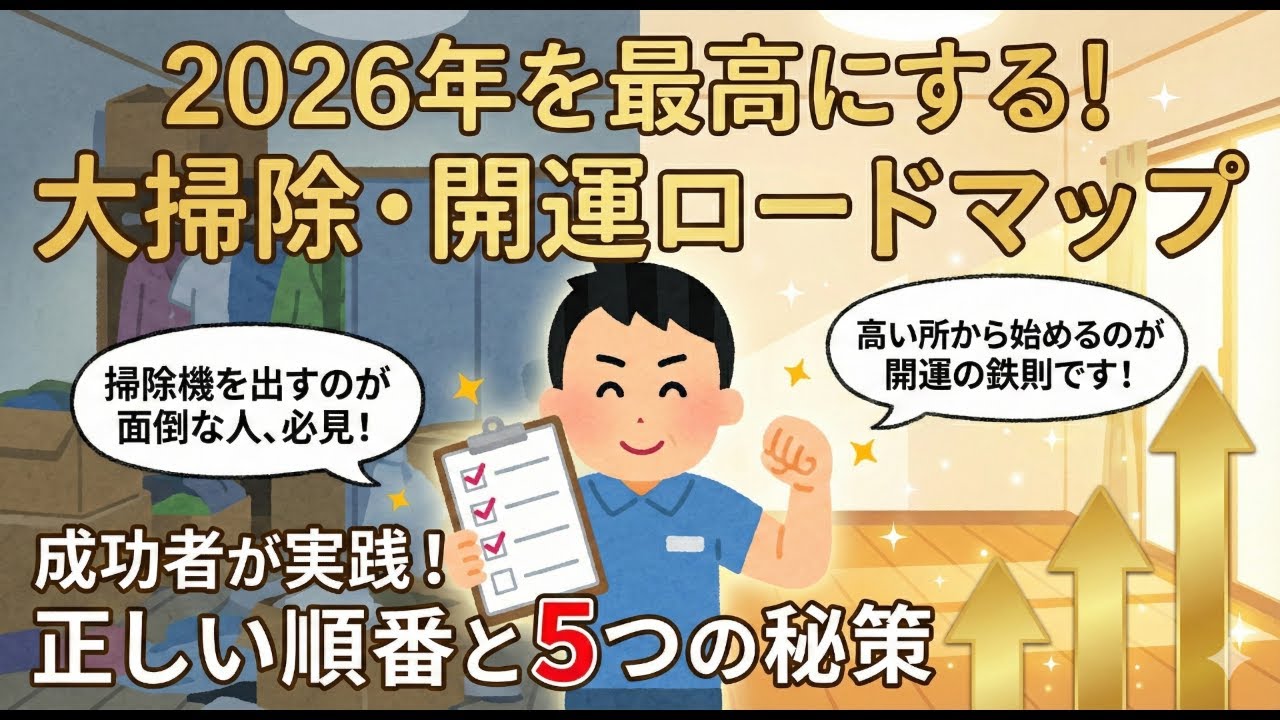 2ch掃除まとめ‼【保存版】2026年を最高の年にする大掃除！運気が激変する「開運5箇条」と正しい掃除の順番!?【有益】