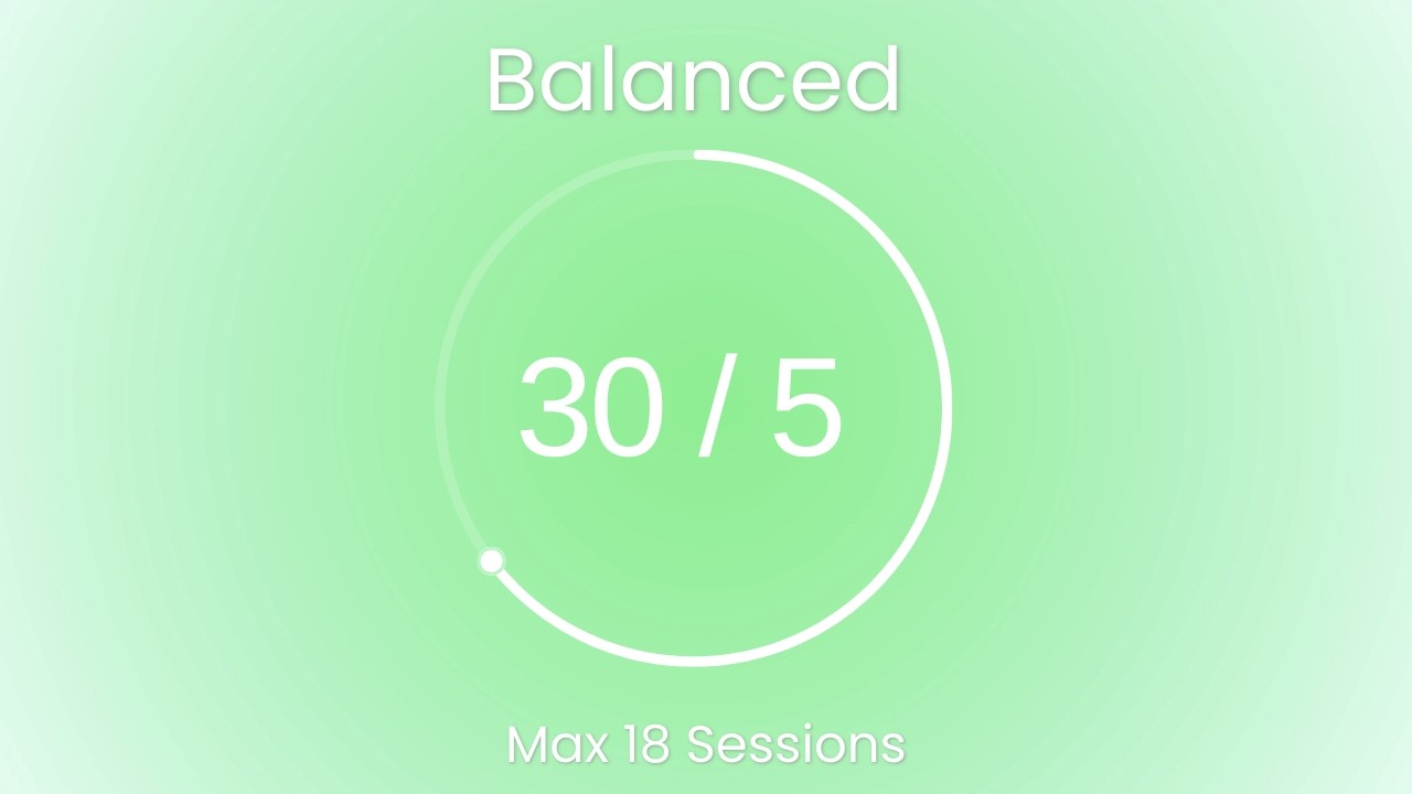Balanced Pomodoro 30/5 | Mint Morning Mist 💚 18 Sessions | #98FF98 #BDFCC9 #E6FFF0