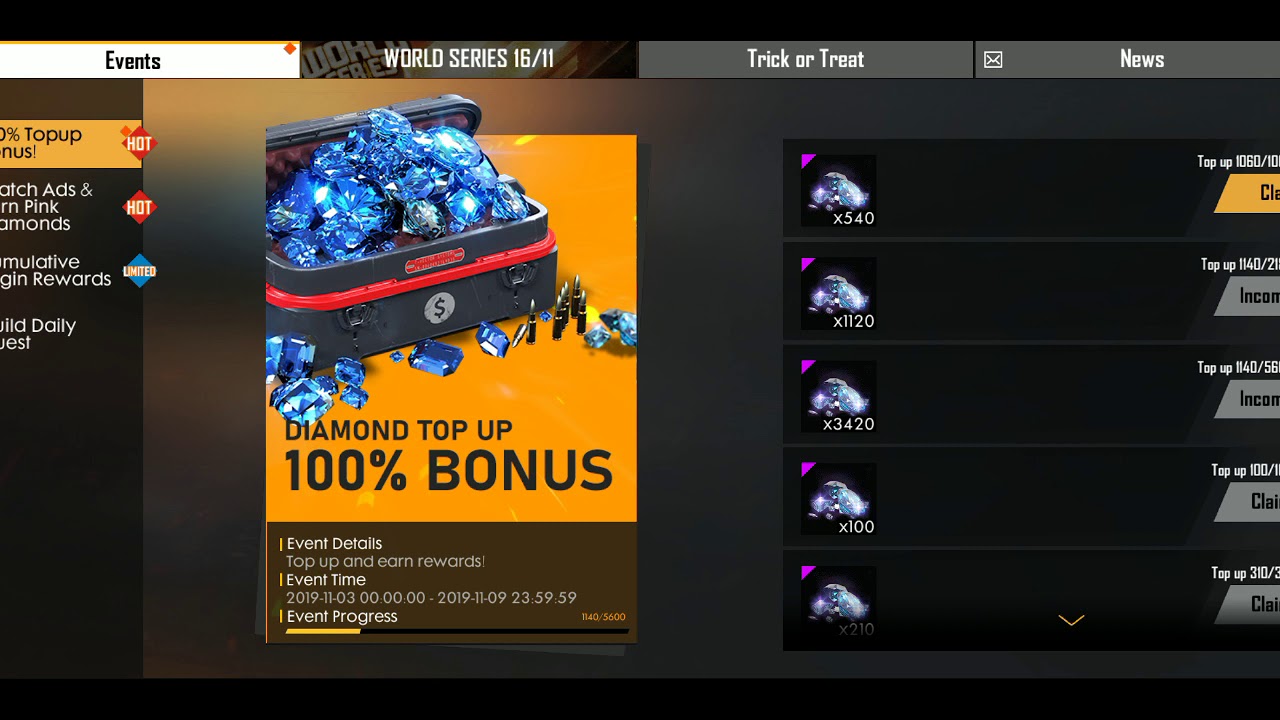 Diamond top up YouTube