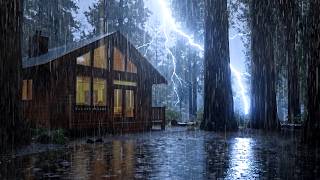 Peaceful Rain at the Forest Cabin | Rainy Night Sounds Deep in the Pine Forest