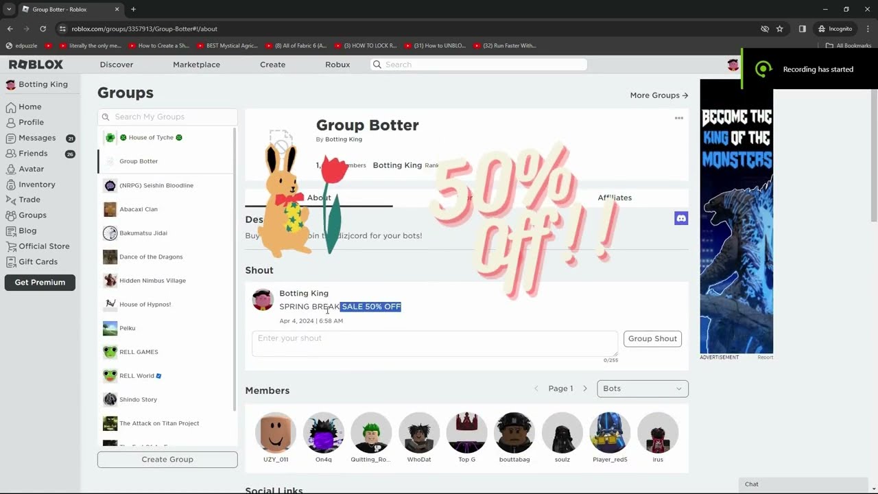 SPRING BREAK SALE BOTS 50% OFF ROBLOX