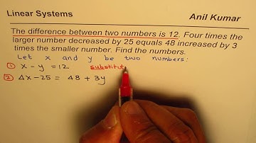 Four Times a Number Decreased by Linear System Example