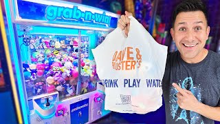 We WON a Bag Full from the Claw Machine at Dave & Busters!