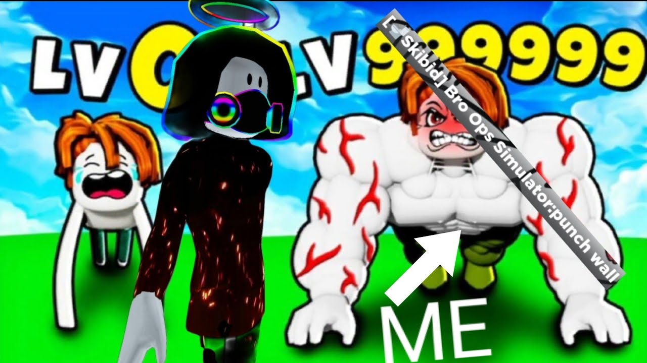 I become the strongest wall puncher in Roblox Bro Ops Wall punch simulator