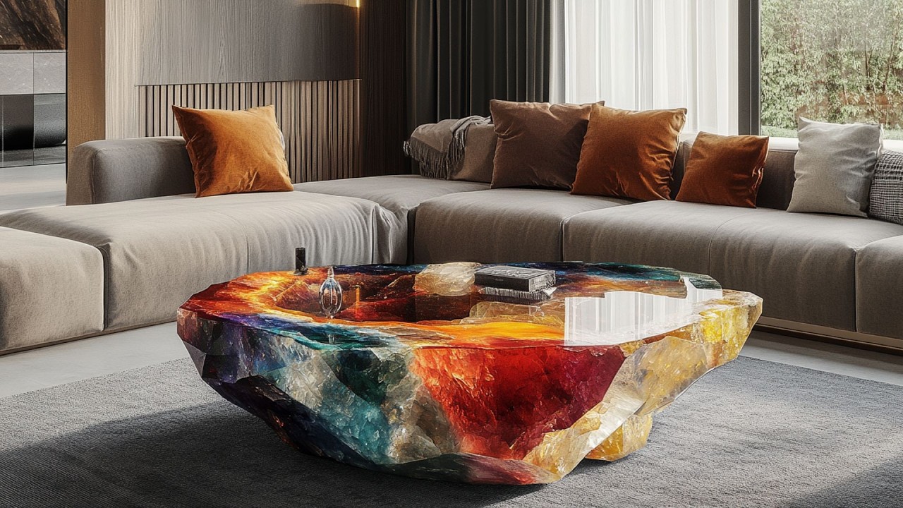 Modern Furniture Design: Stunning Colorful Crystal Coffee Tables for a Unique & Elegant Living Space