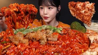 SUB)매운 아구찜에 바삭한 곱창튀김 올려서 먹방! 치즈감자전 주먹밥까지 한식 해물찜 꿀조합 리얼사운드 Braised Seafood Mukbang Asmr