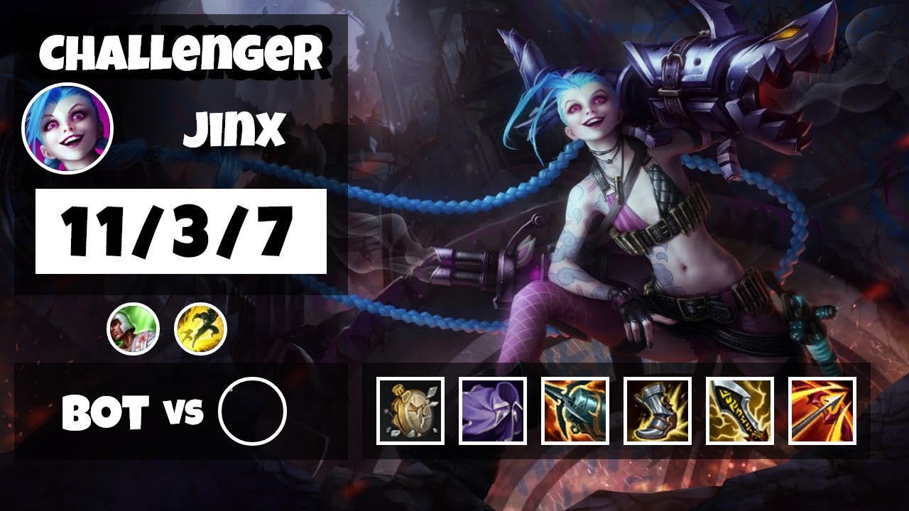 Jinx Bot Lane 11.6 Challenger Gameplay Replay S11 (11/3/7) - BR