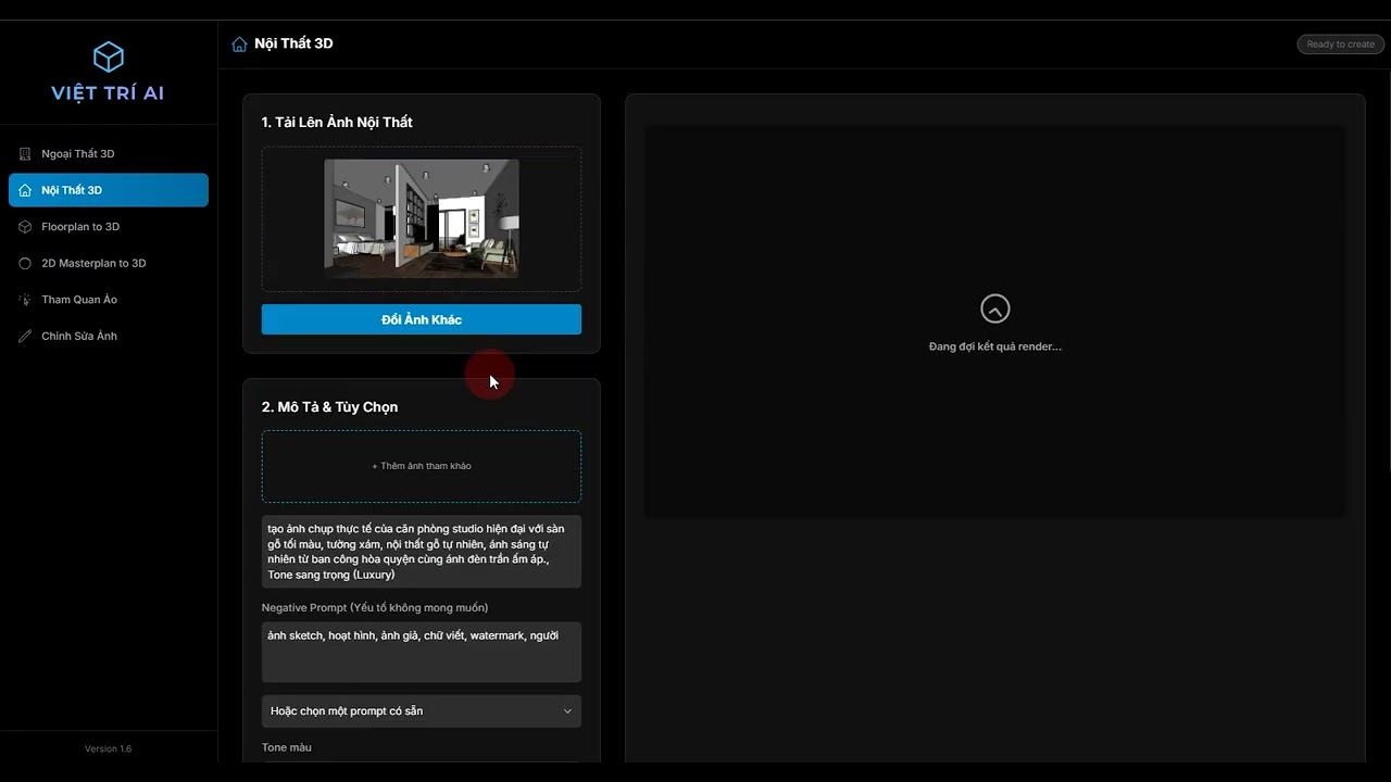 Video 2: Hướng dẫn render nội thất 3D với tool AI
