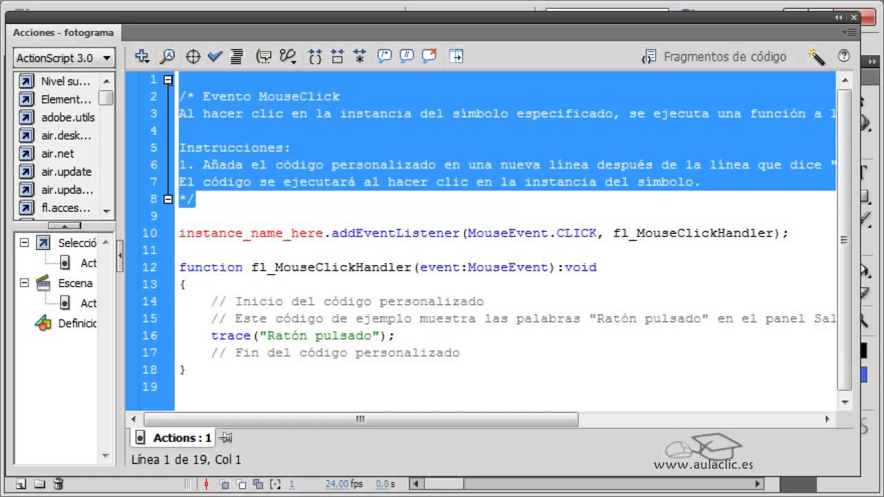 Curso de Flash CS5 162 Cambiar propiedades mediante ActionScript - YouTube