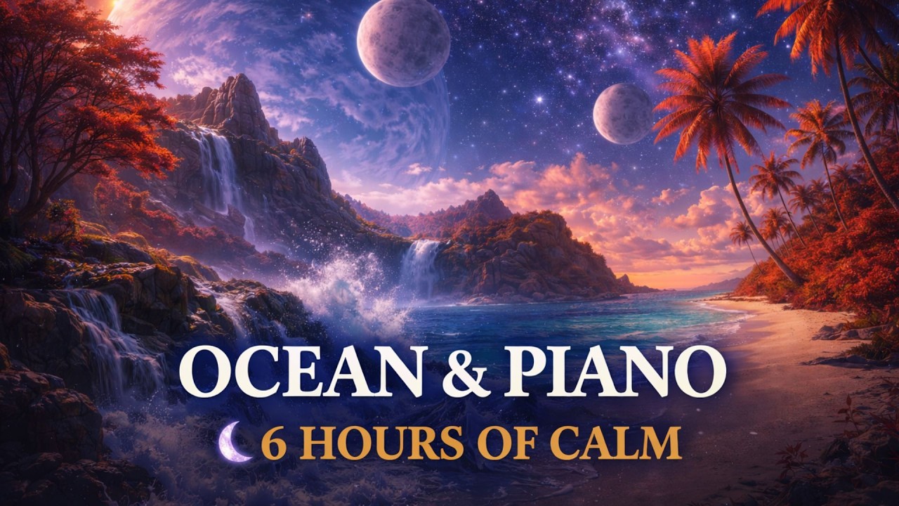 🌊 Cinematic Ocean Ambience 🌙 Relaxing Piano & Waves Crashing (6 Hours)