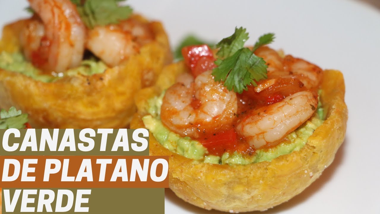 Canastas de platano verde con camarones | Ros Emely