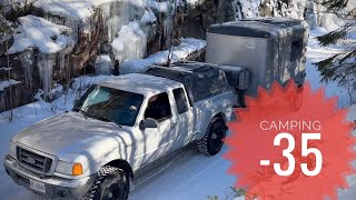 Winter Cargo Trailer Camping in 35