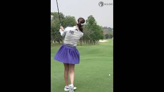 A 270-yard driver swing unleashing from her 175cm tall frame. She is Yaelimi Noh.