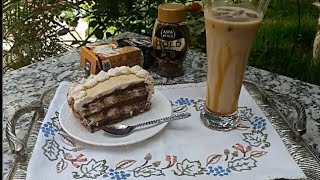 قهوة مثلجة و حلوى باردة بدون فرن Café glacé et gâteau sans four