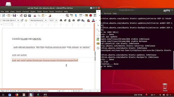 Ubuntu P6. Cài đặt flash player cho ubuntu18.04