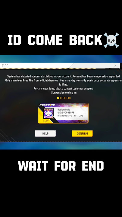 FREE FIRE ID UNSUSPEND | DONT MISS THIS VIDEO😨😱 #shorts #fftamil #vtgmaster #freefiretamil